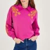 Monsoon Pink Cornelli Blouson Sleeve Jumper -Fashion Women D88176s