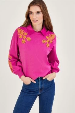 Monsoon Pink Cornelli Blouson Sleeve Jumper