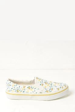 FatFace White Willow Lemons Slip On Trainers