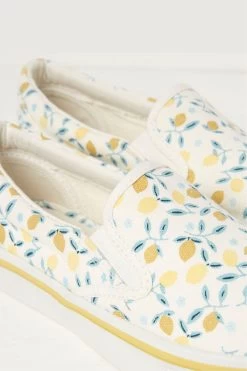 FatFace White Willow Lemons Slip On Trainers -Fashion Women D90574s4