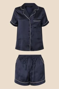 Accessorize Blue Satin Short Pyjama Set -Fashion Women D90740s3