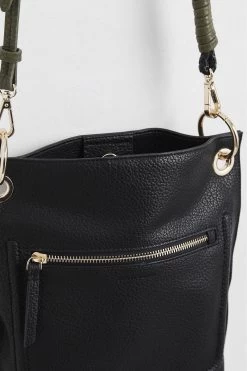 Oliver Bonas Black Matila Plait Cross-body Bag -Fashion Women D94017s3