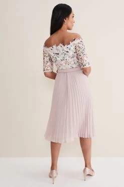 Phase Eight Cream Petite FFranky Lace Bardot Dress -Fashion Women D96178s2