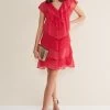 Phase Eight Pink Sage V-Neck Pleat Dress -Fashion Women D96791s