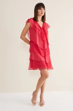 Phase Eight Pink Sage V-Neck Pleat Dress -Fashion Women D96791s3