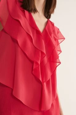 Phase Eight Pink Sage V-Neck Pleat Dress -Fashion Women D96791s5