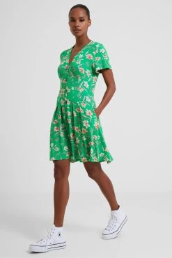French Connection Green Camille Meadow V-Neck Dress