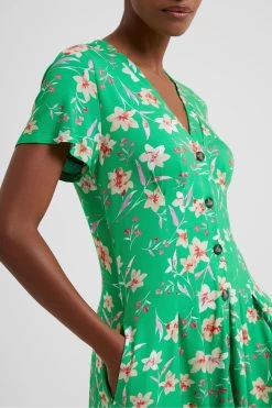 French Connection Green Camille Meadow V-Neck Dress -Fashion Women D97508s3