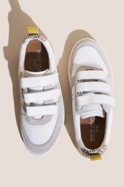 White Stuff Tabitha Velcro Leather White Trainers -Fashion Women D97648s3