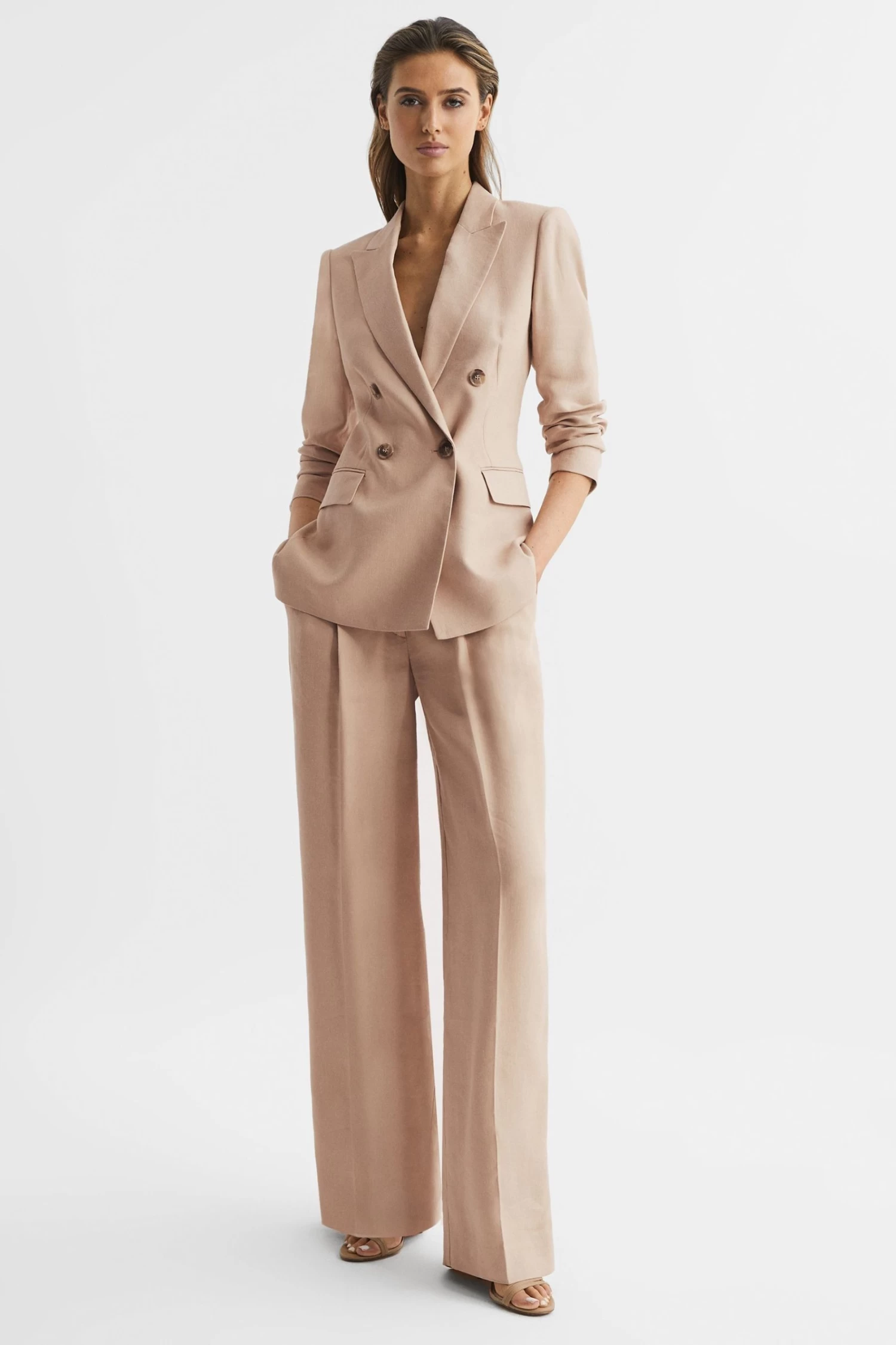 Reiss Hollie Wide Leg Linen Trousers 6 Reiss Hollie Wide Leg Linen Trousers - Image 4