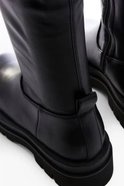 MbyModa Chunky Black Square Toe Casual Boots -Fashion Women D98814s3