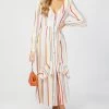 Little Mistress Neve Stripe Button Front Maxi Dress -Fashion Women K00256s
