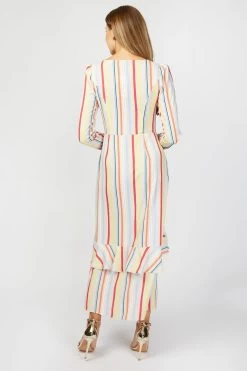 Little Mistress Neve Stripe Button Front Maxi Dress -Fashion Women K00256s3