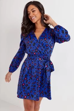 Pour Moi Fuller Bust Millie Faux Wrap Woven Satin Dress -Fashion Women K07863s3