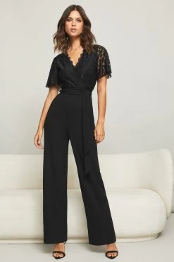 Lipsy Wrap Flutter Sleeve Jumpsuit