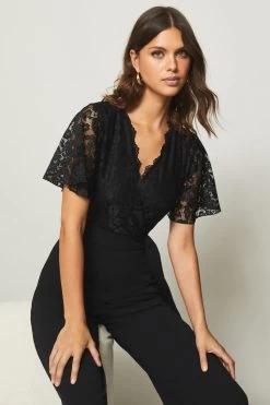 Lipsy Wrap Flutter Sleeve Jumpsuit -Fashion Women K09296s3