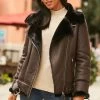 Sosandar Faux Sherling Biker Jacket -Fashion Women K13846s