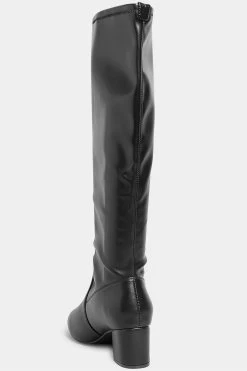 Yours Curve Extra-Wide Fit Stretch Knee High PU Boots -Fashion Women K21049s4