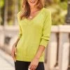 Sosandar V Neck Tape Yarn Jumper -Fashion Women K24787s