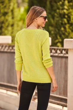 Sosandar V Neck Tape Yarn Jumper -Fashion Women K24787s3