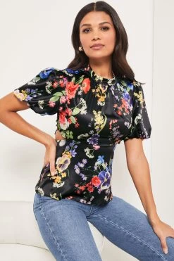 Lipsy Puff Sleeve Cut Out Top