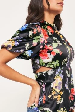 Lipsy Puff Sleeve Cut Out Top -Fashion Women K27204s4