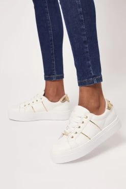 Lipsy Lace Up Low Top Flatform Faux Leather Trainer -Fashion Women K28 997s2