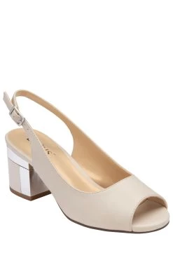 Lotus Footwear Peep Toe Sling Back Block Heel Court Shoe