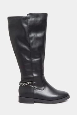 Yours Curve Wide Fit Chain Stretch Knee PU Boot -Fashion Women K30103s3