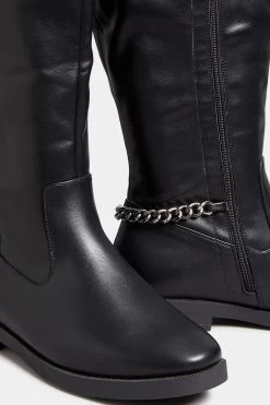 Yours Curve Wide Fit Chain Stretch Knee PU Boot -Fashion Women K30103s5
