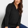 Yours Curve Long Sleeve Ribbed Polo Top