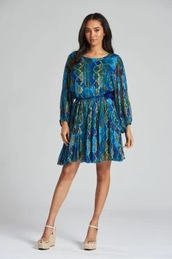 South Beach Metallic Balloon Sleeve Mini Dress