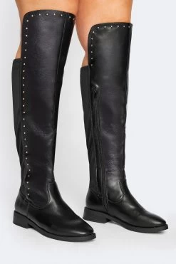 Yours Curve Extra-Wide Fit PU Over The Knee Stud Boot