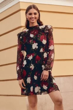 Friends Like These Chiffon Tie Back Long Sleeve Mini Dress