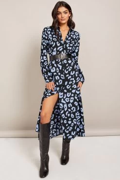 Friends Like These Belted Long Sleeve Shirt Dress -Fashion Women K38616s3