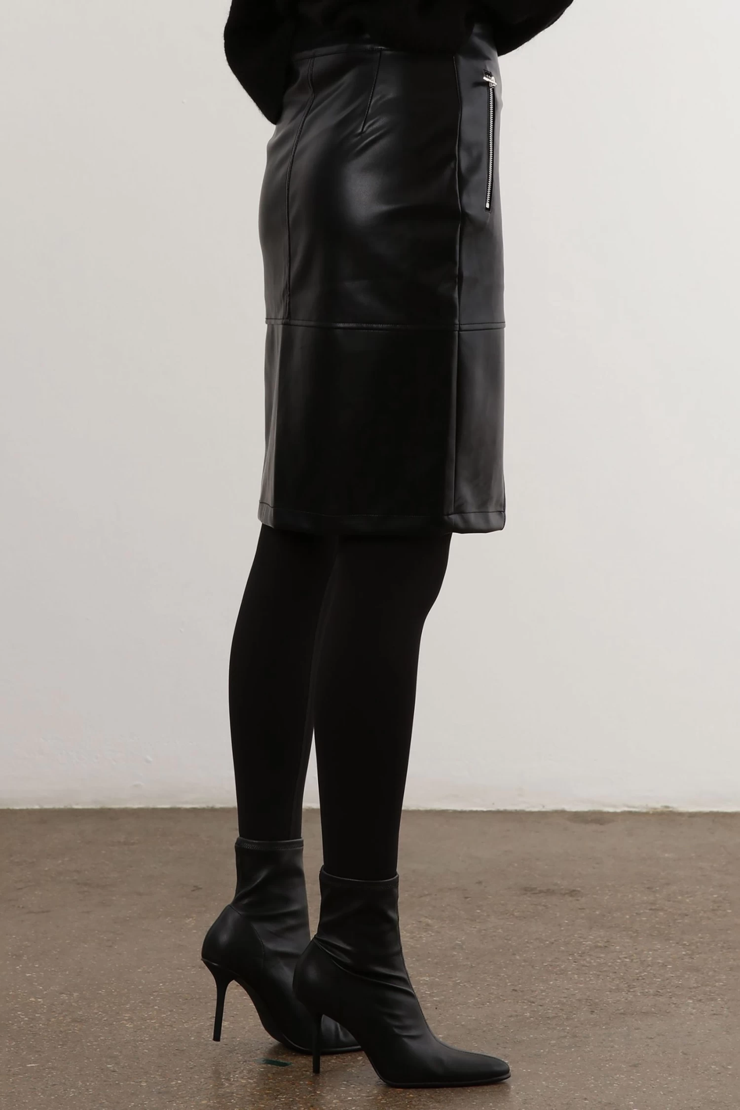 Religion Faux Leather Midi Wrap Skirt With Zip Pockets 5 Religion Faux Leather Midi Wrap Skirt With Zip Pockets - Image 3