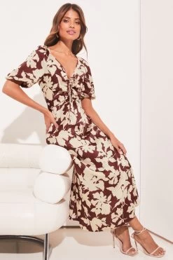 Lipsy Puff Sleeve Ruched Midi Dress -Fashion Women K43359s3