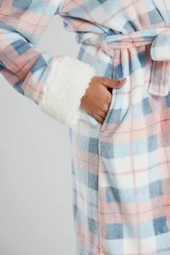 Loungeable Checked Borg Lined Dressing Gown -Fashion Women K43596s4