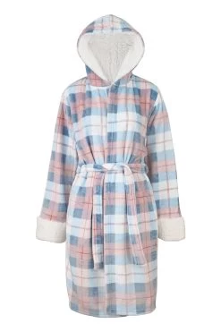 Loungeable Checked Borg Lined Dressing Gown -Fashion Women K43596s5