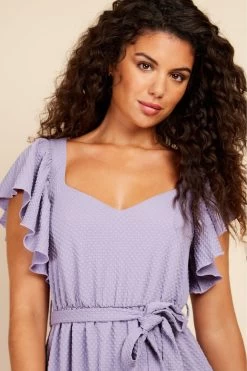 Little Mistress Iris Texture Frill Midi Dress -Fashion Women K43712s3