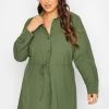 Yours Curve Formal Long Sleeve Crinkle Utility Tunic -Fashion Women K45266s