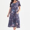 Scarlett & Jo Ruched Bodice Long Midi Dress -Fashion Women K47108s