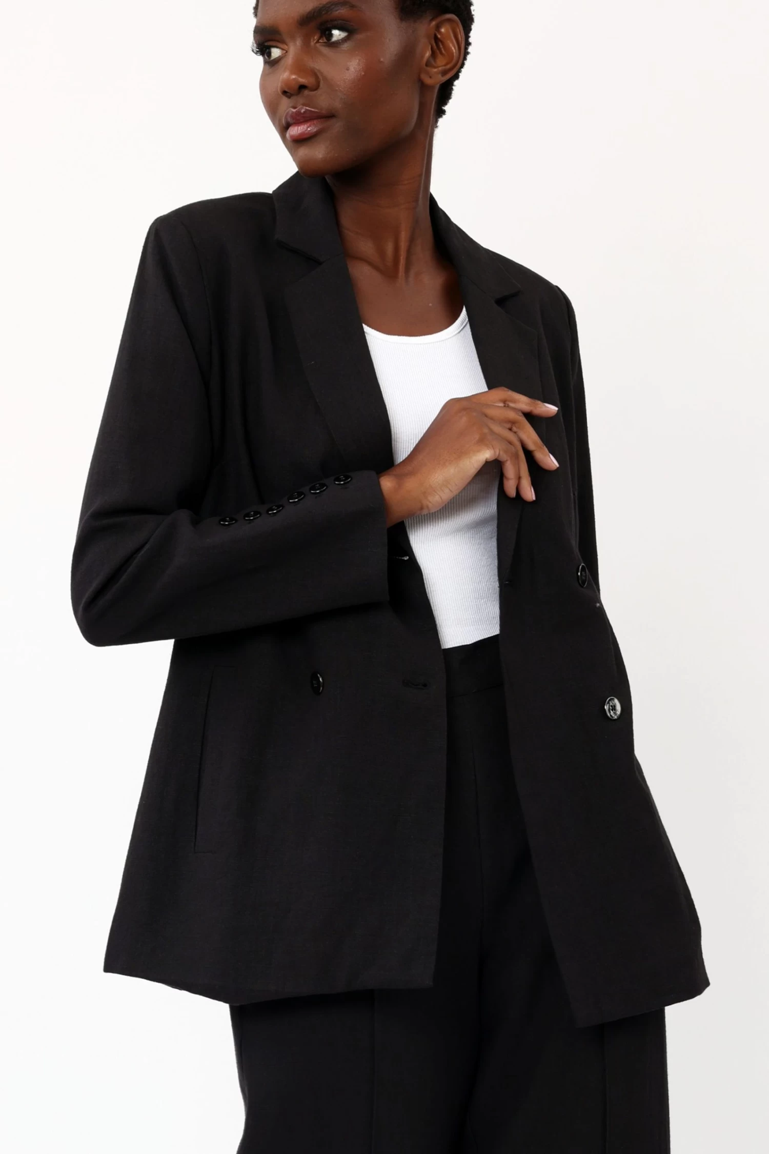 Religion Double Breasted Blazer In Textured Ramie Linen Blend With Belt 4 Religion Double Breasted Blazer In Textured Ramie Linen Blend With Belt - Image 2