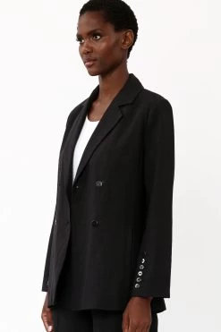 Religion Double Breasted Blazer In Textured Ramie Linen Blend With Belt 11 Religion Double Breasted Blazer In Textured Ramie Linen Blend With Belt -Fashion Women K48595s5