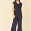 Yumi Wrap Jumpsuit With Ruffle Sleeves -Fashion Women K49114s