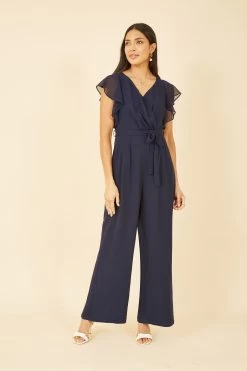 Yumi Wrap Jumpsuit With Ruffle Sleeves