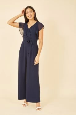 Yumi Wrap Jumpsuit With Ruffle Sleeves -Fashion Women K49114s3