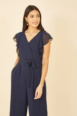 Yumi Wrap Jumpsuit With Ruffle Sleeves -Fashion Women K49114s4