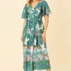 Yumi Satin Crane Print Border Shirt Dress -Fashion Women K49116s