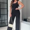 Girl In Mind Jules Belt Detail Wide Leg Jumpsuit -Fashion Women K53130s